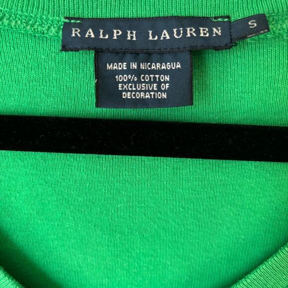 Vintage Ralph Lauren Green V-Neck T-Shirt Women’s Size Small - Picture 5 of 6